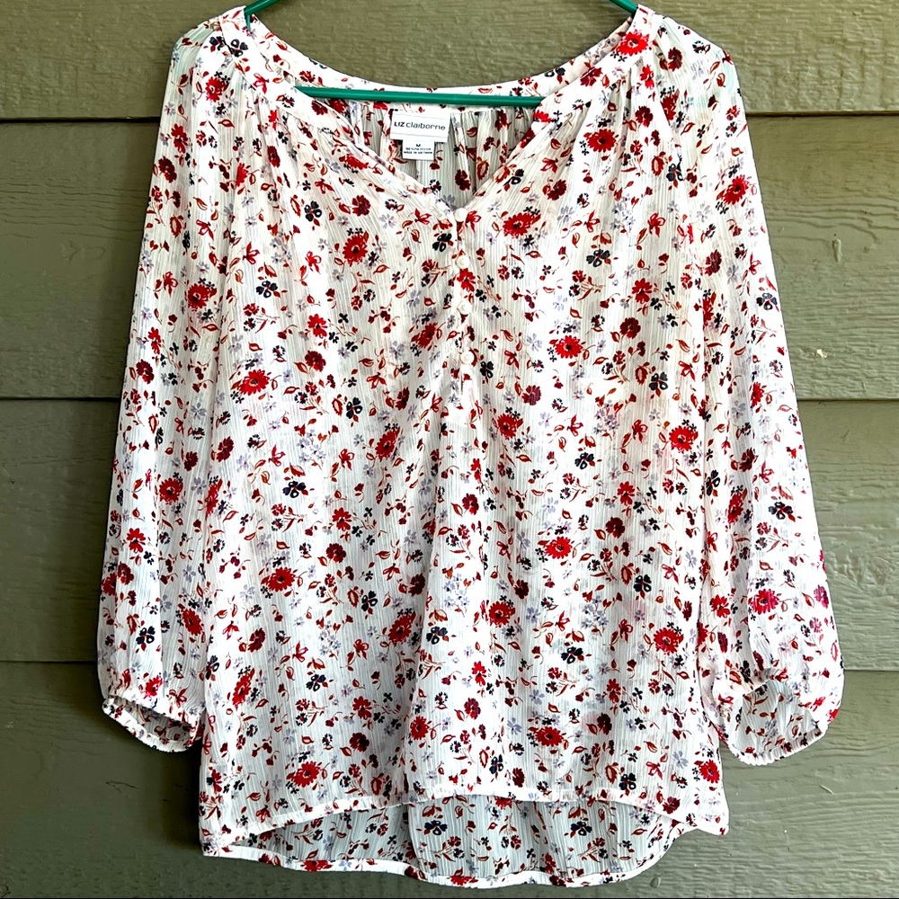 Liz Claiborne Sheer V-Neck Blouse!